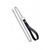 Поводок с ручкой из черной натуральной кожи и карабином для ошейника - Pecado - купить с доставкой в Рубцовске