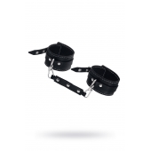 Черные двухслойные кожаные оковы с белой строчкой - Pecado - купить с доставкой в Рубцовске