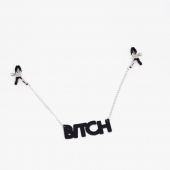 Зажимы на соски с кожаной подвеской Bitch - Crazy Handmade - купить с доставкой в Рубцовске