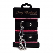 Черно-розовые скругленные наручники с мягкой подкладкой - Crazy Handmade - купить с доставкой в Рубцовске