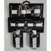 Набор фиксаторов из черной и белой натуральной кожи - Crazy Handmade - купить с доставкой в Рубцовске
