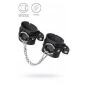 Черные наручники из толстой натуральной кожи с люверсами - Pecado - купить с доставкой в Рубцовске