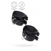 Черные кожаные оковы с двумя перекрёстными ремешками - Pecado - купить с доставкой в Рубцовске