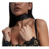 Черный ажурный чокер с золотистой фурнитурой - Crazy Handmade - купить с доставкой в Рубцовске