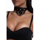 Черный чокер с клепками и золотистой фурнитурой - Crazy Handmade - купить с доставкой в Рубцовске