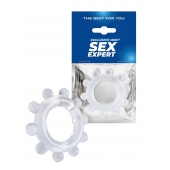 Прозрачное эрекционное кольцо со стимулирующими шариками - Sex Expert - в Рубцовске купить с доставкой