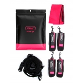 Черно-розовый эротический набор: фиксатор, оковы, наручники, повязка - Erokay - купить с доставкой в Рубцовске