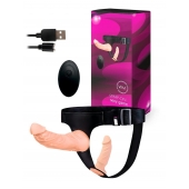 Женский страпон с 2 насадками, вибрацией и пультом ДУ - Erowoman-Eroman - купить с доставкой в Рубцовске