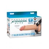 Телесный пустотелый фаллопротез 5’’ Hollow Silicone Strap-On - 14 см. - Pipedream - купить с доставкой в Рубцовске