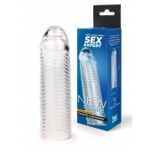 Прозрачная закрытая насадка на пенис с ребрышками - 16 см. - Sex Expert - в Рубцовске купить с доставкой