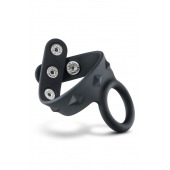 Черное эрекционное кольцо с подхватом мошонки на кнопках VS6 - Blush Novelties - в Рубцовске купить с доставкой