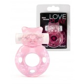 Розовое эрекционное виброкольцо в форме мишки - 1137 - в Рубцовске купить с доставкой