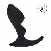 Черная анальная пробка для массажа простаты Double Ripple Silicone Prostate Massager - Shots Media BV - в Рубцовске купить с доставкой