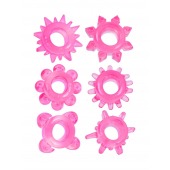 Набор из 6 розовых эрекционных колец с различным рельефом - Erowoman-Eroman - в Рубцовске купить с доставкой