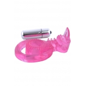 Розовая вибронасадка со стимулятор клитора   Язычок - Toyfa Basic - в Рубцовске купить с доставкой