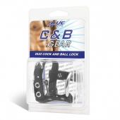 Утяжка на пенис на замочке Duo Cock And Ball Lock - BlueLine - купить с доставкой в Рубцовске