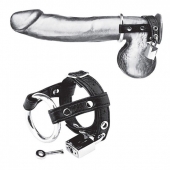 Утяжка на пенис на замочке Duo Cock And Ball Lock - BlueLine - купить с доставкой в Рубцовске