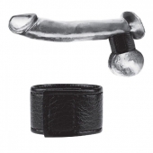 Чёрная утяжка на мошонку 1  Velcro Ball Stretcher - BlueLine - купить с доставкой в Рубцовске