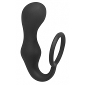 Чёрное эрекционное кольцо с анальной пробкой Double Pleasure Anal Plug - Lola Games - в Рубцовске купить с доставкой