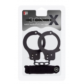 Чёрные наручники из листового металла в комплекте с веревкой BONDX METAL CUFFS LOVE ROPE SET - Dream Toys - купить с доставкой в Рубцовске