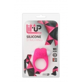 Розовое эрекционное кольцо с щеточкой LIT-UP SILICONE STIMU RING 5 - Dream Toys - в Рубцовске купить с доставкой