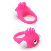 Розовое эрекционное кольцо с щеточкой LIT-UP SILICONE STIMU RING 5 - Dream Toys - в Рубцовске купить с доставкой