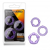 Набор из 3 фиолетовых эрекционных колец Stay Hard Beaded Cockrings - Blush Novelties - в Рубцовске купить с доставкой