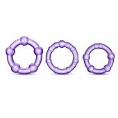 Набор из 3 фиолетовых эрекционных колец Stay Hard Beaded Cockrings - Blush Novelties - в Рубцовске купить с доставкой