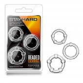 Набор из 3 прозрачных эрекционных колец Stay Hard Beaded Cockrings - Blush Novelties - в Рубцовске купить с доставкой