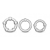 Набор из 3 прозрачных эрекционных колец Stay Hard Beaded Cockrings - Blush Novelties - в Рубцовске купить с доставкой