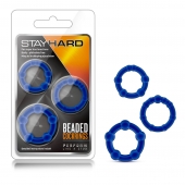 Набор из 3 синих эрекционных колец Stay Hard Beaded Cockrings - Blush Novelties - в Рубцовске купить с доставкой