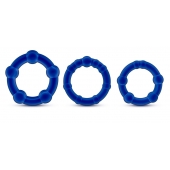 Набор из 3 синих эрекционных колец Stay Hard Beaded Cockrings - Blush Novelties - в Рубцовске купить с доставкой