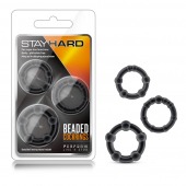 Набор из 3 чёрных эрекционных колец Stay Hard Beaded Cockrings - Blush Novelties - в Рубцовске купить с доставкой