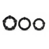 Набор из 3 чёрных эрекционных колец Stay Hard Beaded Cockrings - Blush Novelties - в Рубцовске купить с доставкой