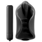 Чёрный мастурбатор Vibrating Silicone Stimulator с вибрацией - Pipedream - в Рубцовске купить с доставкой