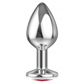 Большая серебристая анальная пробка Diamond Red Sparkle Large с красным кристаллом - 8 см. - Lola Games - купить с доставкой в Рубцовске