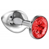 Большая серебристая анальная пробка Diamond Red Sparkle Large с красным кристаллом - 8 см. - Lola Games - купить с доставкой в Рубцовске
