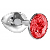 Малая серебристая анальная пробка Diamond Red Sparkle Small с красным кристаллом - 7 см. - Lola Games - купить с доставкой в Рубцовске