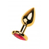 Золотистая анальная пробка с кристаллом-сердцем - 7,5 см. - ToyFa - купить с доставкой в Рубцовске