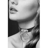 Черный чокер с двумя кольцами - Bijoux Pour Toi - купить с доставкой в Рубцовске
