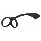 Эрекционное кольцо с утяжкой на мошонку и анальным плаг Black Velvets - Orion - в Рубцовске купить с доставкой