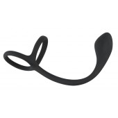 Эрекционное кольцо с утяжкой на мошонку и анальным плаг Black Velvets - Orion - в Рубцовске купить с доставкой