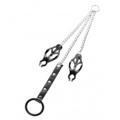 Черно-серебристые зажимы для сосков с кольцом для пениса TOYFA Metal - ToyFa - купить с доставкой в Рубцовске