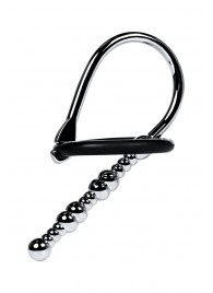 Серебристый уретральный плаг-бусины TOYFA Metal с мягким фиксириющим кольцом - ToyFa - купить с доставкой в Рубцовске