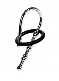 Серебристый уретральный плаг-бусины TOYFA Metal с мягким фиксириющим кольцом - ToyFa - купить с доставкой в Рубцовске