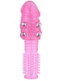 Стимулирующая розовая насадка с шишечками и шипами - 13,5 см. - Toyfa Basic - в Рубцовске купить с доставкой