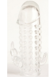 Гелевая прозрачная насадка с 2 отростками - 13 см. - Toyfa Basic - в Рубцовске купить с доставкой