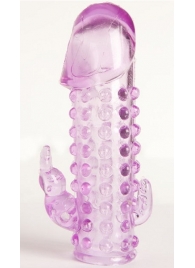 Закрытая фиолетовая насадка с 2 отростками - 13 см. - Toyfa Basic - в Рубцовске купить с доставкой