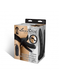Полый страпон с двумя отростками и вибрацией Unisex Vibrating Hollow Strap-On Double Penetrating Dildo - 17,8 см. - Lux Fetish - купить с доставкой в Рубцовске
