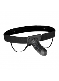 Чёрный полый страпон с вибрацией Unisex Vibrating Hollow Strap-On - 14 см. - Lux Fetish - купить с доставкой в Рубцовске